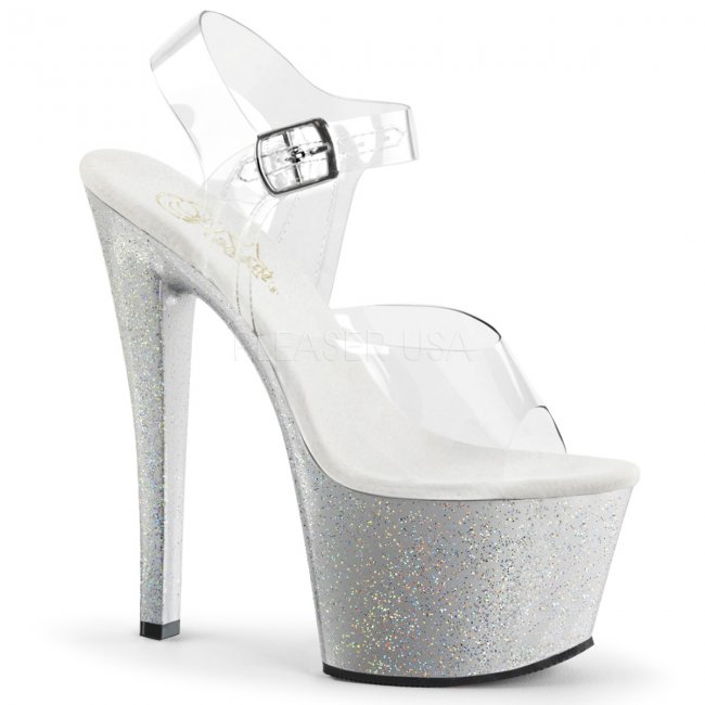 stříbrné třpytivé sandálky Sky-308mg-cs - Velikost 40
