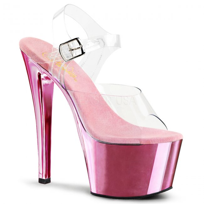 růžové vysoké boty na podpatku Sky-308-cbpch - Velikost 41
